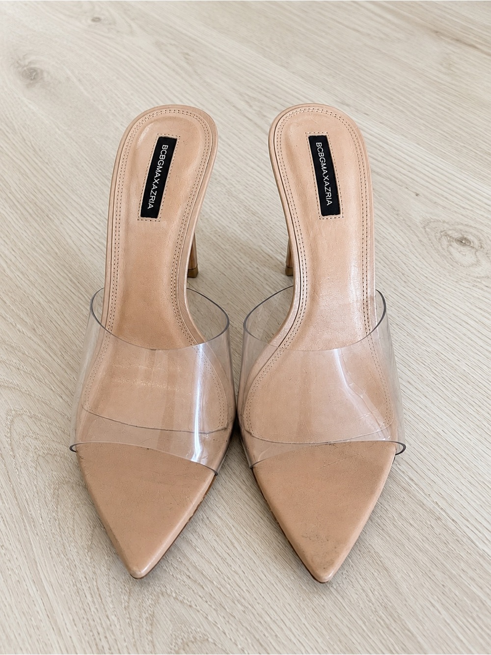 BCBGMaxAzria Dana Nude Strap Stiletto Heels